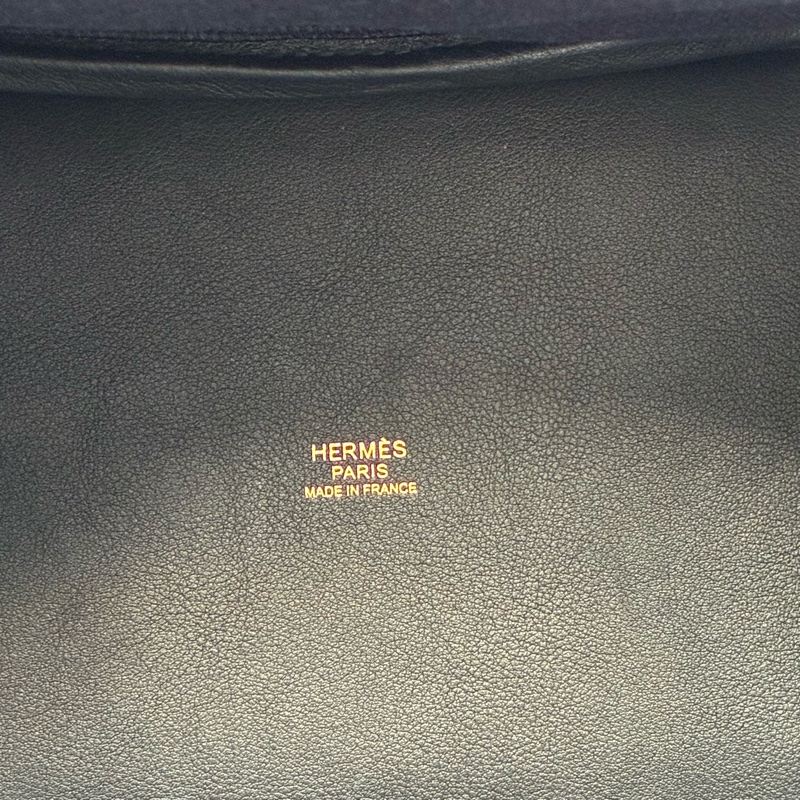 Hermes U刻Picotin Lock cargo 18深藍色帆布金釦菜籃子-19