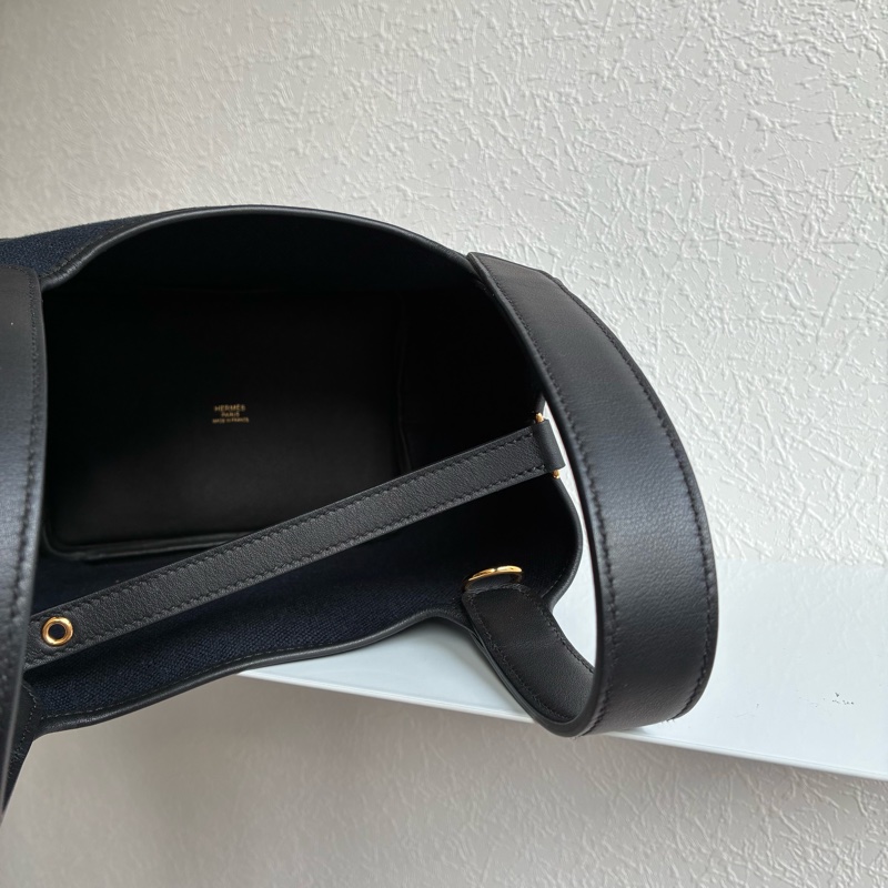 Hermes U刻Picotin Lock cargo 18深藍色帆布金釦菜籃子-23