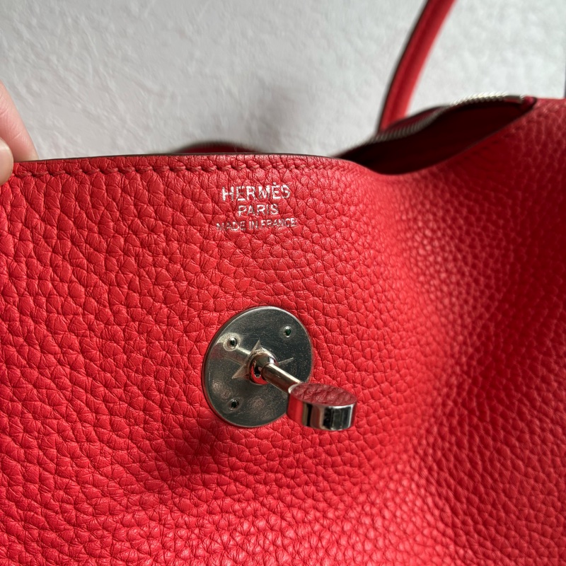Hermes 橘紅Lindy30銀釦 🅁刻-4