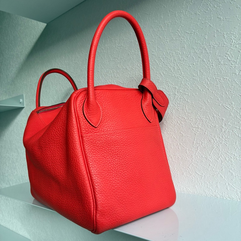Hermes 橘紅Lindy30銀釦 🅁刻-8