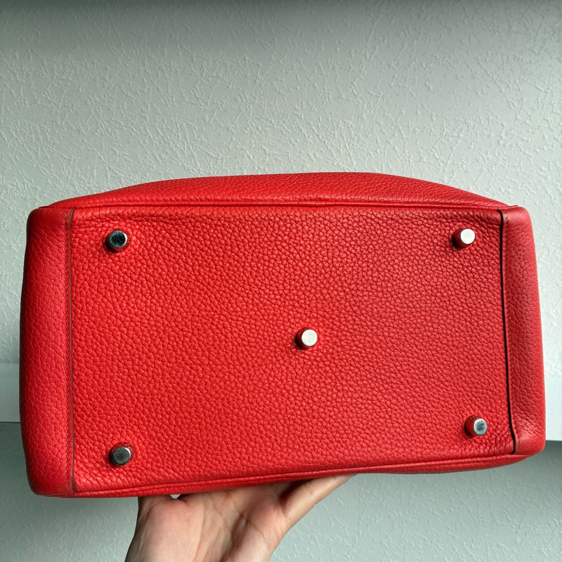 Hermes 橘紅Lindy30銀釦 🅁刻-9