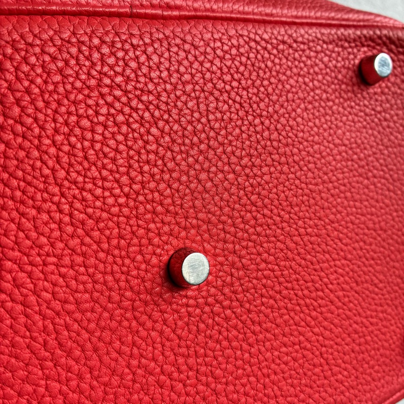 Hermes 橘紅Lindy30銀釦 🅁刻-10