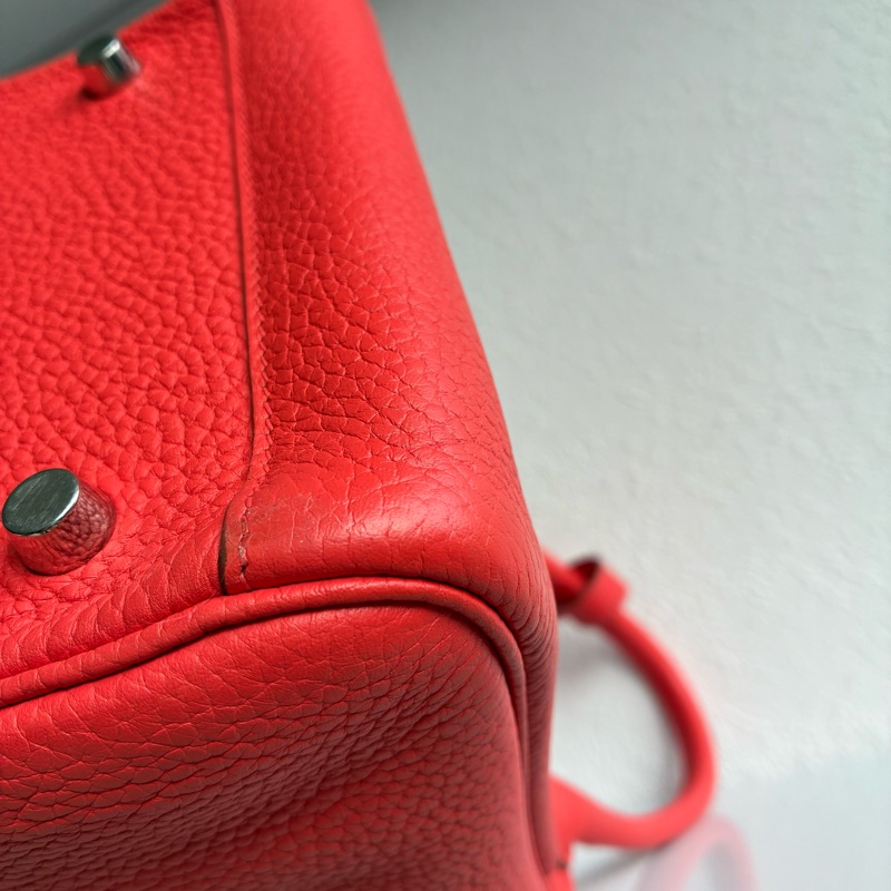 Hermes 橘紅Lindy30銀釦 🅁刻-11
