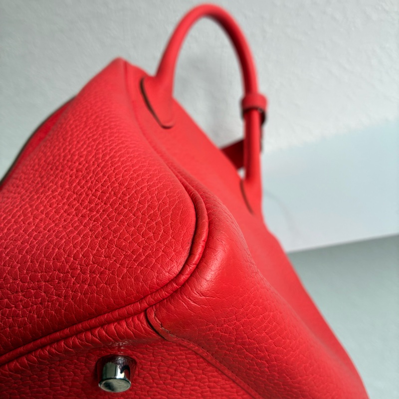 Hermes 橘紅Lindy30銀釦 🅁刻-14
