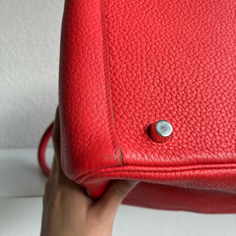 Hermes 橘紅Lindy30銀釦 🅁刻-17