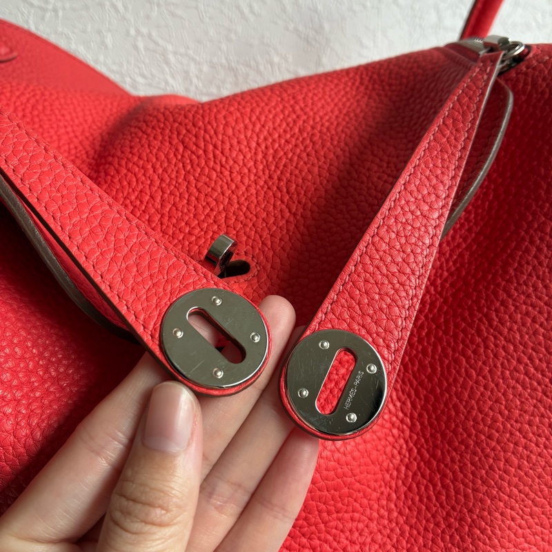 Hermes 橘紅Lindy30銀釦 🅁刻-20