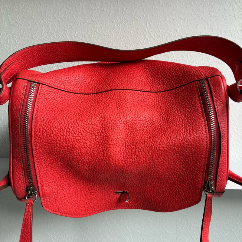 Hermes 橘紅Lindy30銀釦 🅁刻-23