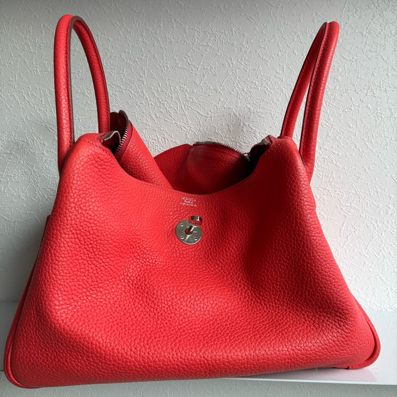 Hermes 橘紅Lindy30銀釦 🅁刻-25