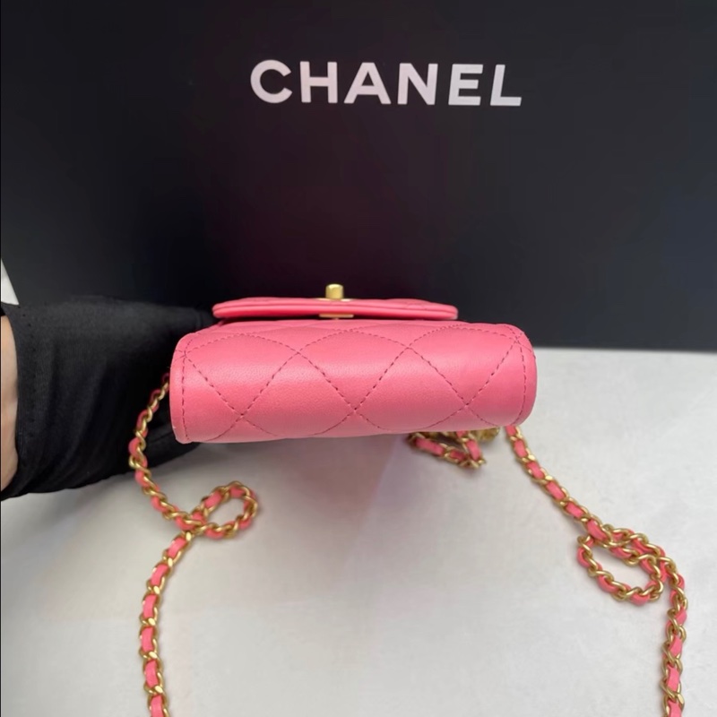 【96新✨ 全網最低價！】Chanel 香奈兒核桃金球手機包  粉色金扣-3