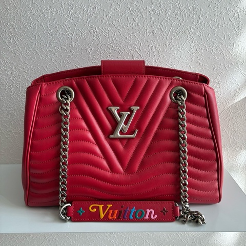 Lv M51497紅色山形紋皮革銀鍊肩背包