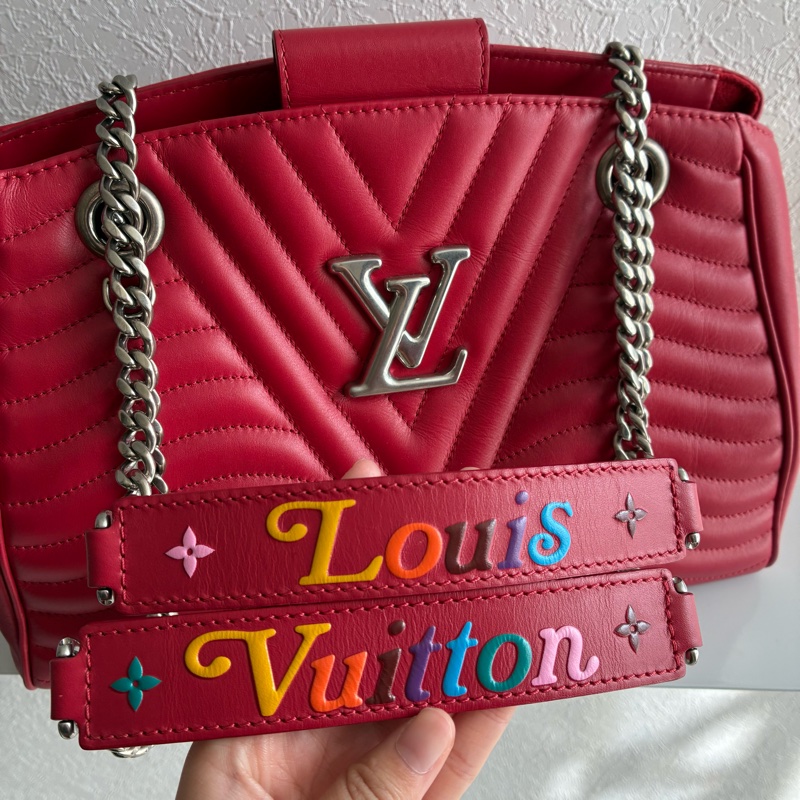 Lv M51497紅色山形紋皮革銀鍊肩背包-2