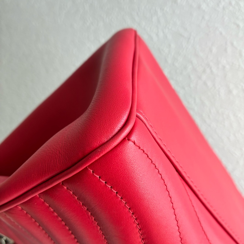 Lv M51497紅色山形紋皮革銀鍊肩背包-10