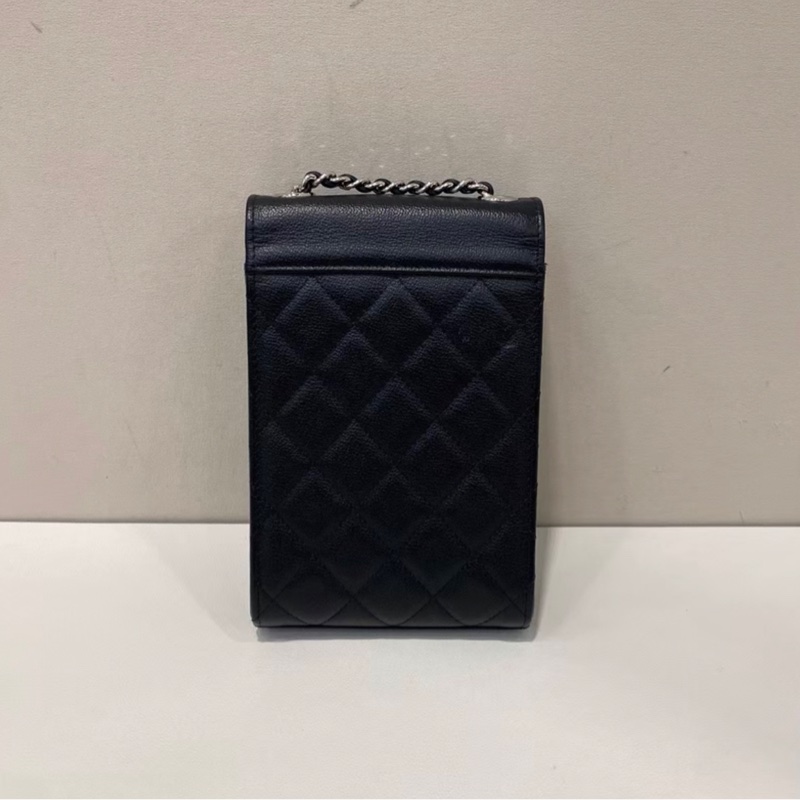 【95新✨ 全網最低價！】CHANEL香奈兒黑銀鴛鴦雙C扣手機包-1