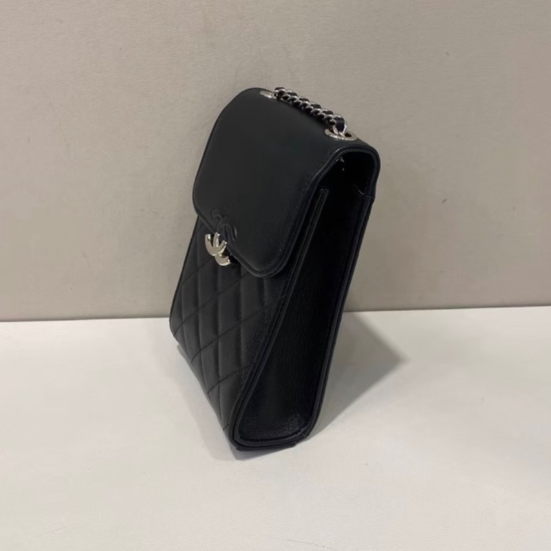 【95新✨ 全網最低價！】CHANEL香奈兒黑銀鴛鴦雙C扣手機包-3