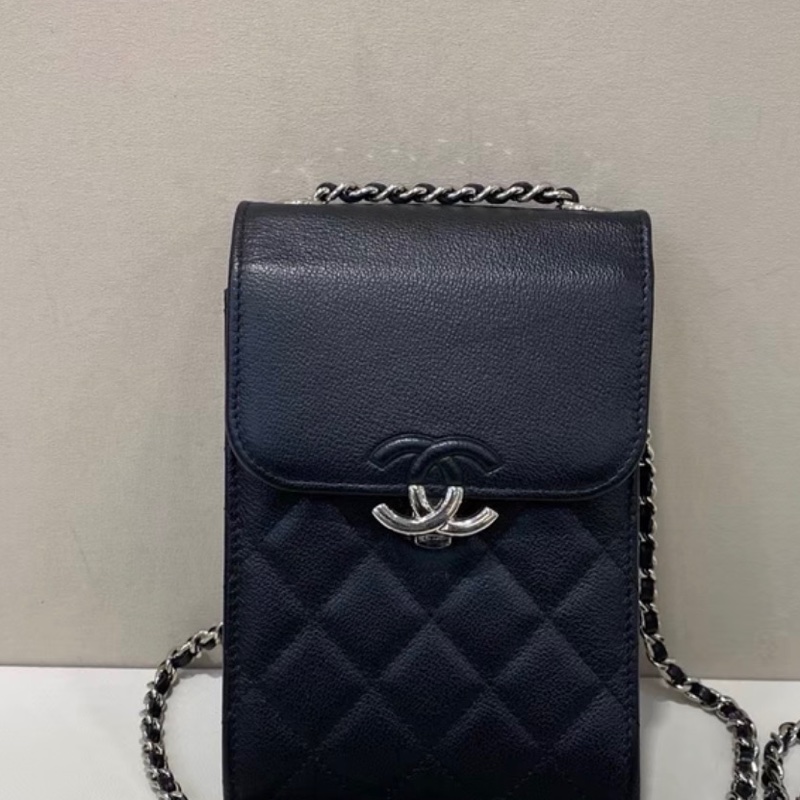 【95新✨ 全網最低價！】CHANEL香奈兒黑銀鴛鴦雙C扣手機包-6