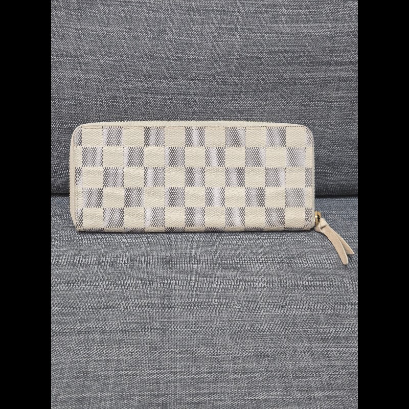 Louis Vuitton LV 路易威登 白色棋盤格拉鍊長夾-0