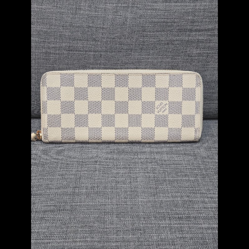 Louis Vuitton LV 路易威登 白色棋盤格拉鍊長夾-3
