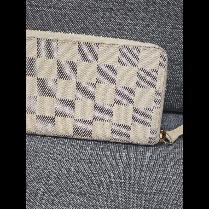 Louis Vuitton LV 路易威登 白色棋盤格拉鍊長夾-9