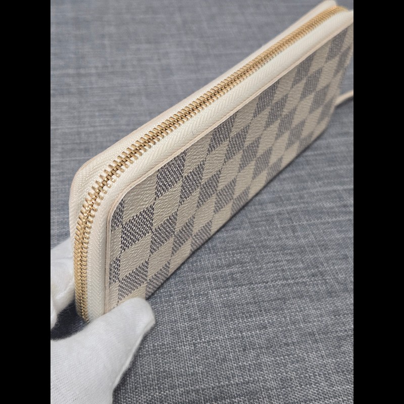 Louis Vuitton LV 路易威登 白色棋盤格拉鍊長夾-21