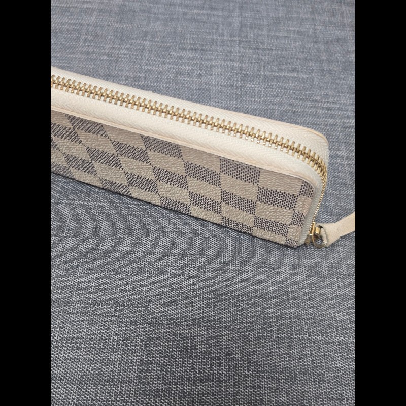 Louis Vuitton LV 路易威登 白色棋盤格拉鍊長夾-22