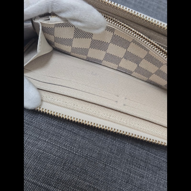 Louis Vuitton LV 路易威登 白色棋盤格拉鍊長夾-38