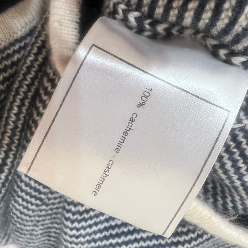 Chanel海軍風100%羊毛藍白針織外套-8