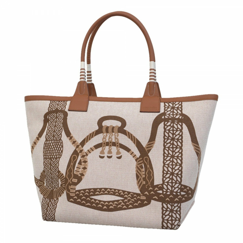 愛馬仕 Hermès Steeple 28 Toile H 米色手提包，女士，B 印章-0