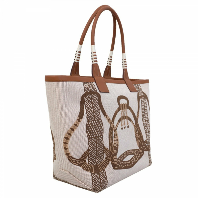 愛馬仕 Hermès Steeple 28 Toile H 米色手提包，女士，B 印章-1