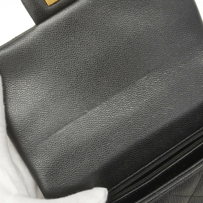 香奈兒迷你絎縫鏈條肩背包，魚子醬紋皮革，黑色，女士-6