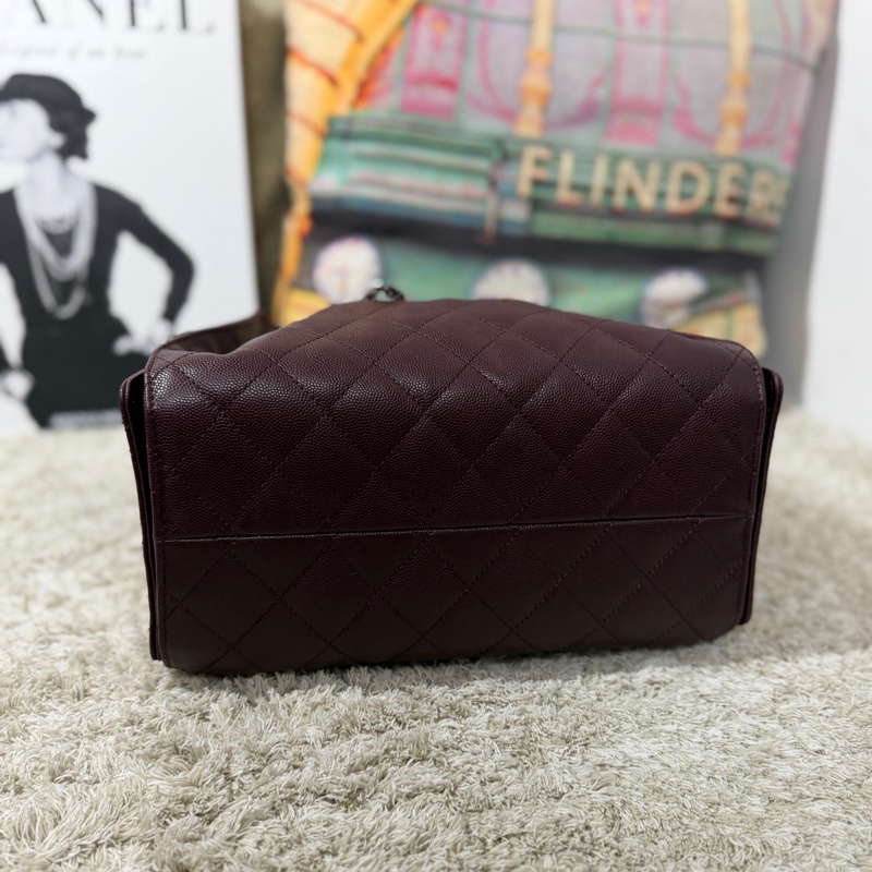 Chanel 25 26P 酒紅色復古銀扣小號-4