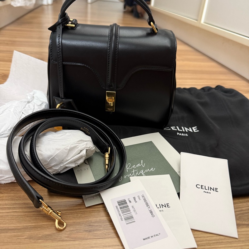 Celine 16 mini黑色手提肩背包-30