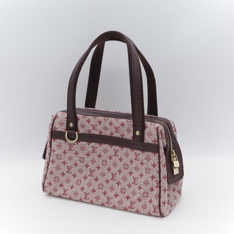 Louis Vuitton 路易威登 Josephine PM 粉紅色  單寧 老花 帆布手提包 醫生包-1