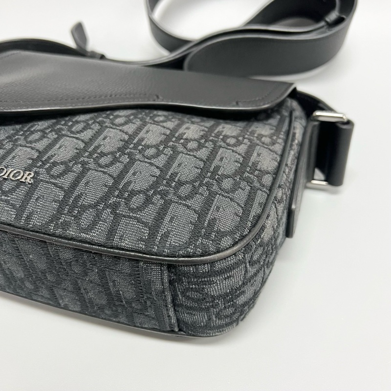 迪奧/Dior Saddle Qblique 黑色老花刺繡馬鞍包 郵差包-3