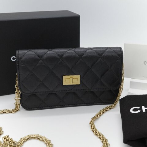 Chanel 香奈兒 2.55 Reissue WOC 黑色 小牛皮 鍊條包 斜掛包
