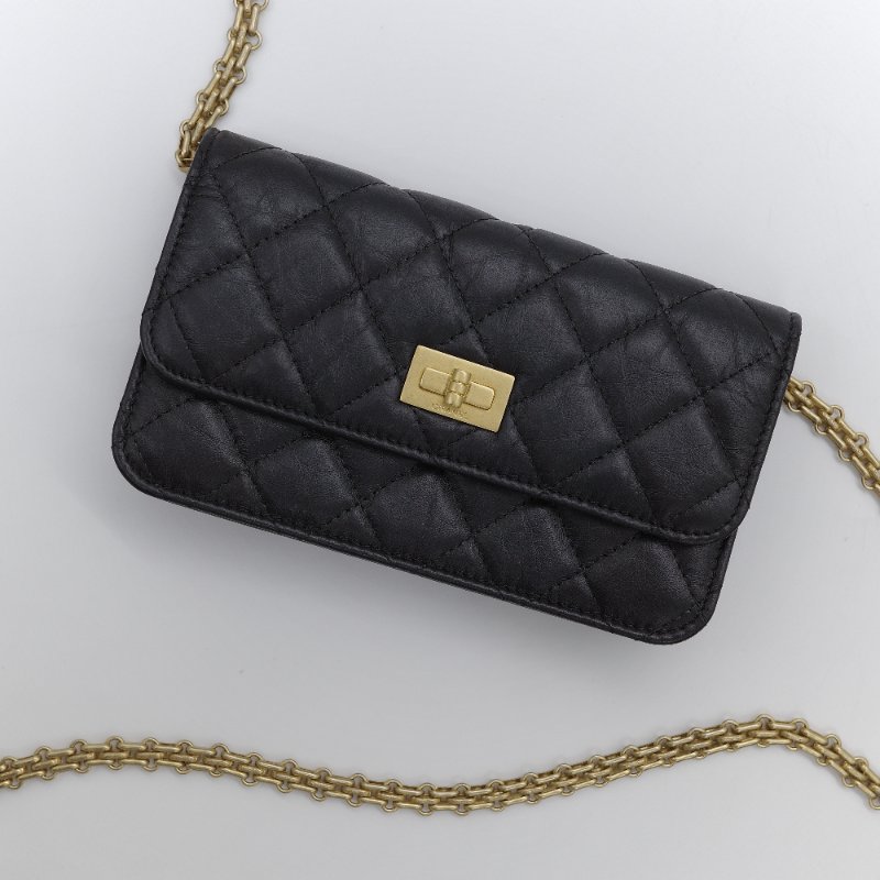Chanel 香奈兒 2.55 Reissue WOC 黑色 小牛皮 鍊條包 斜掛包-1