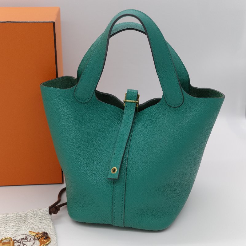 Hermès 愛馬仕 Picotin Lock 18  綠色 TC 小牛皮 手提包-1