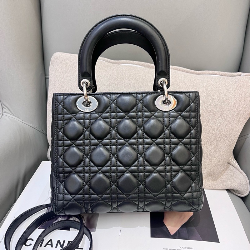 Dior迪奧五格黑銀戴妃包-1