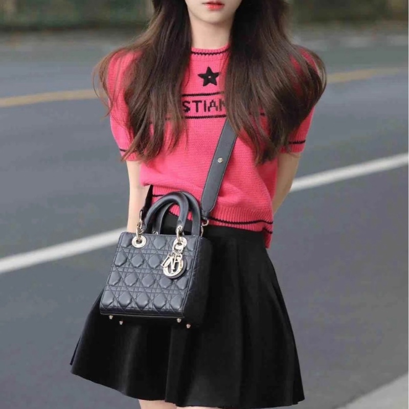 Dior迪奧五格黑銀戴妃包-9