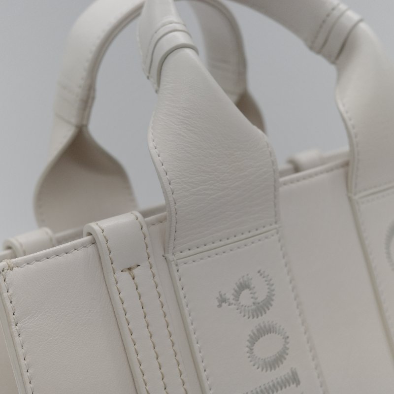 Chloé 蔻伊 Woody small 白色 帆布 小牛皮 手提包 托特包-7
