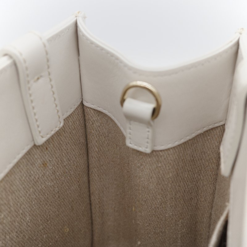 Chloé 蔻伊 Woody small 白色 帆布 小牛皮 手提包 托特包-15