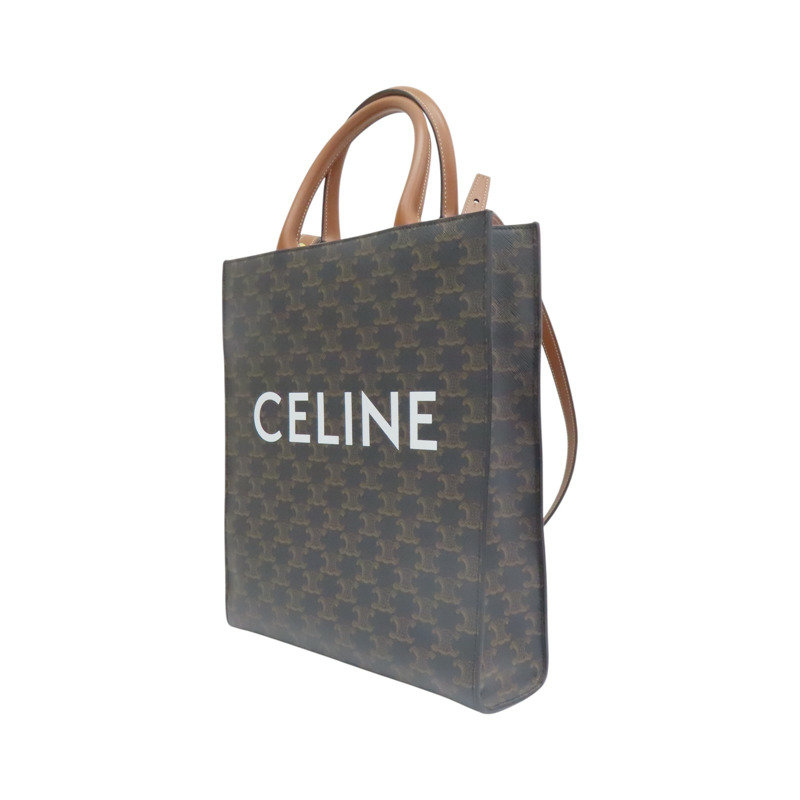 棕色 Triomphe 帆布 Small Vertical Cabas 兩用包【CELINE 賽琳】 191542BZK.04LU-2