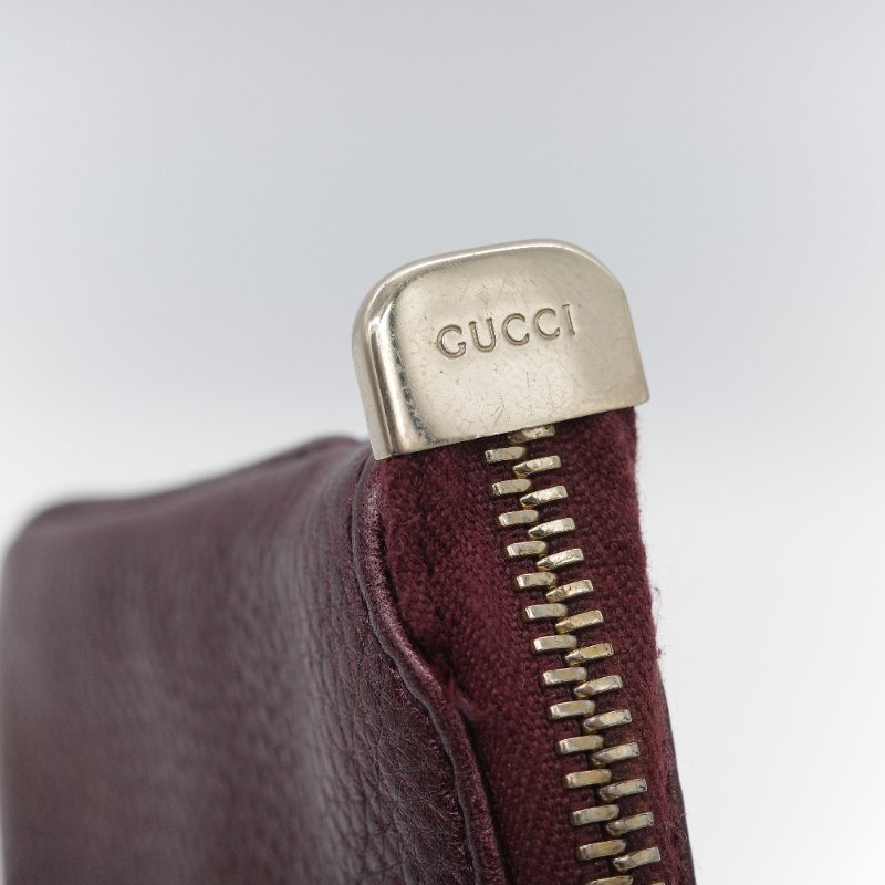 Gucci 古馳 Soho 酒紅色荔枝紋皮革 手拿包-10