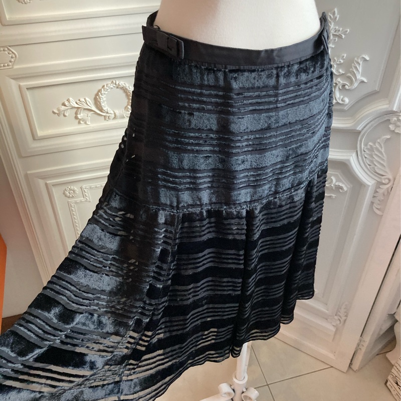 《新歡舊愛》正品LV路易威登黑色條紋即膝裙40/M-0