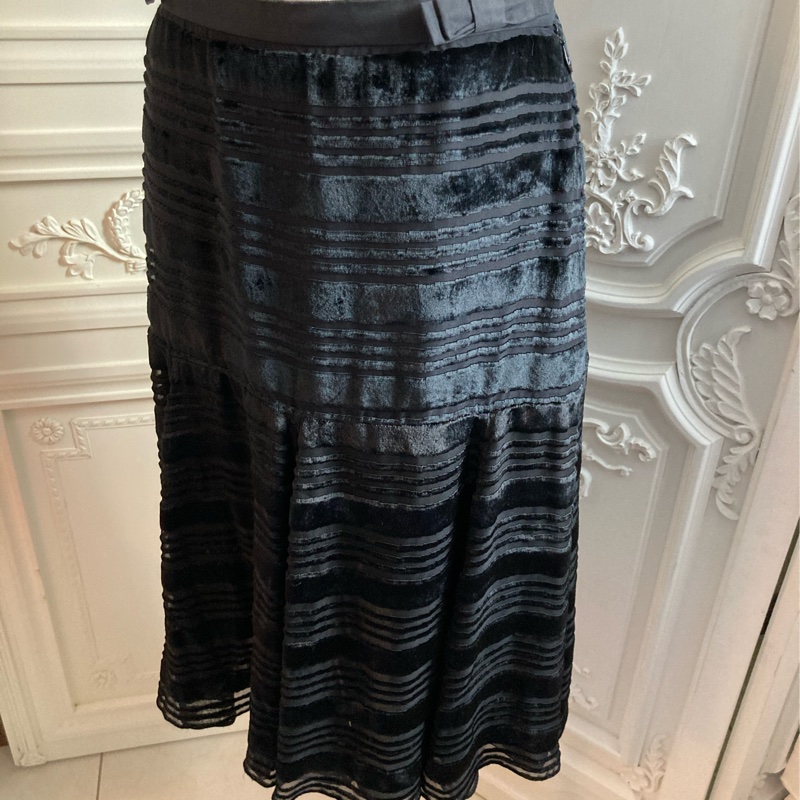 《新歡舊愛》正品LV路易威登黑色條紋即膝裙40/M-2