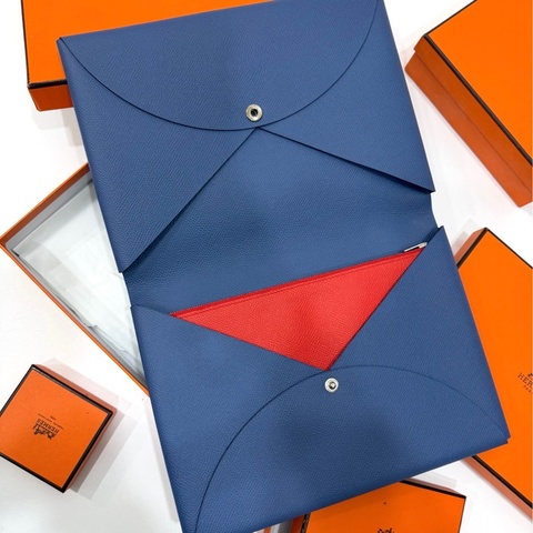 HERMES 愛馬仕 法國藍 二合一 Calvi Pouch ipad套 收納包 手拿包 皮包