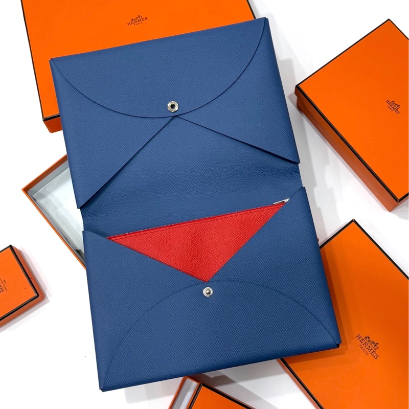 HERMES 愛馬仕 法國藍 二合一 Calvi Pouch ipad套 收納包 手拿包 皮包-1