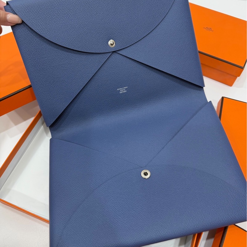 HERMES 愛馬仕 法國藍 二合一 Calvi Pouch ipad套 收納包 手拿包 皮包-7