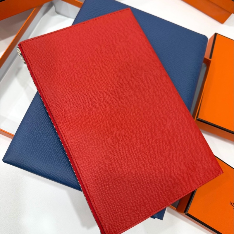 HERMES 愛馬仕 法國藍 二合一 Calvi Pouch ipad套 收納包 手拿包 皮包-11