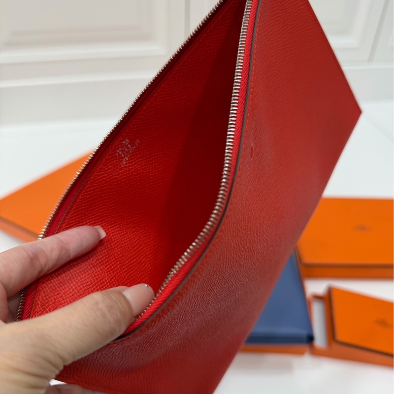 HERMES 愛馬仕 法國藍 二合一 Calvi Pouch ipad套 收納包 手拿包 皮包-13