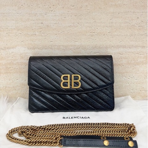 巴黎世家/Balenciaga  黑色金扣信封woc